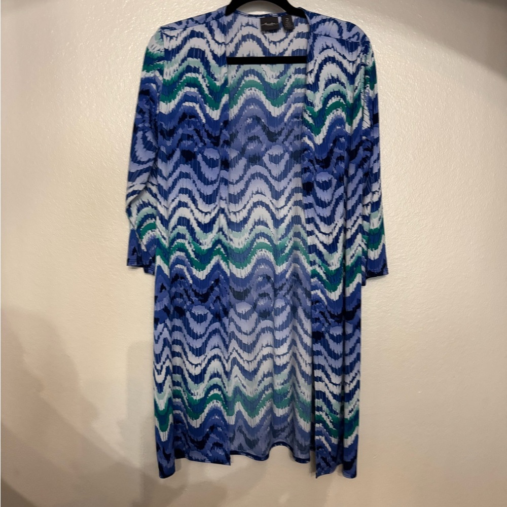 Travelers by Chico's Blue and White open cardigan